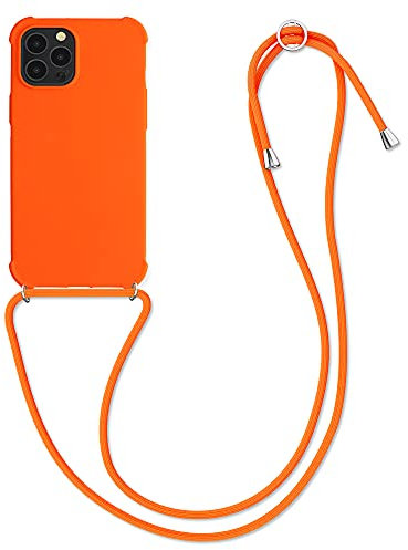 kwmobile Crossbody Case Compatible with Apple iPhone 12 Pro Max Case - TPU Silicone Cover with Strap - Fruity Orange