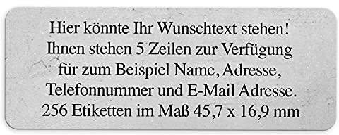 Adressaufkleber personalisiert selbstklebend kleine Etiketten Name Adresse | Grau Wand | 256 Stück | kleine Etiketten mit Wunschtext | für Namen und Adressen