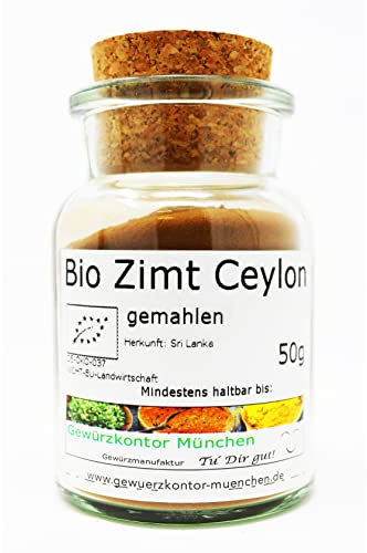 Bio Ceylon Zimt gemahlen im Glas Gewürzkontor München