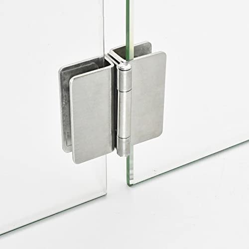 Scharniere Glastürscharnier ohne Loch Edelstahl Schrank Schrank Glasklemmen Clip Kein Bohren Doppelseitig (2 Stück)