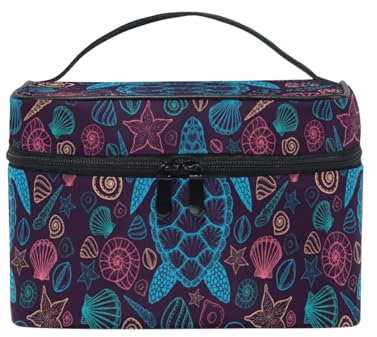 Grande trousse de maquillage avec compartiments, motif chat et cadeau de voyage, trousse de toilette avec poignée pour adolescentes et femmes, Mer 048, 23x17x16cm, Mallette de beauté