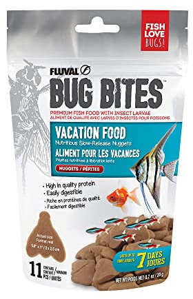 Bug Bites Holiday Food Slow-Release Insect-Based Nuggets, Complete Nutrient-Rich Food with Black Soldier Fly Larvae, High-Protein Vacation Food for Freshwater Fish, 20g