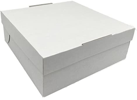 BAMI Tortenkarton | Kuchenkarton | Konditorkarton | Tortenbox | Wellpappe, weiß 32x32x12cm 2teilig | 50 Stück