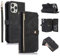UEEBAI Hülle für iPhone 12 Pro Max 6.7 inch, 9 Kartenfäche Retro Leder Klapphüllen Stoßfest Flip Case mit Handschlaufe Standfunktion Reißverschluss Handyhülle Magnetverschluss – Retro Schwarz