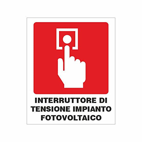 Social Crazy - Cartello Segnaletico 20x31 cm - Alluminio, Industriale, Rosso - Interruttore di Tensione Impianto Fotovoltaico - Avvertimento