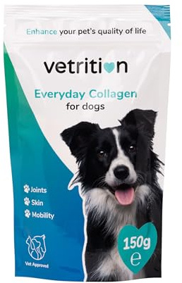 Vetrition Everyday Collagen for Dogs PETAGILE Bioactive Collagen Peptides for Joint Care & Mobility, Vet Approved Hydrolysed Powder Supplement for Stiff Joints & Skin Health, 150g