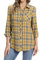 fuinloth Chemisiers et Blouses Femme Chemise en Flanelle Légère à Carreaux et Manches Longues Shirt élégant Tunique avec Poches Jaune XS 34-36