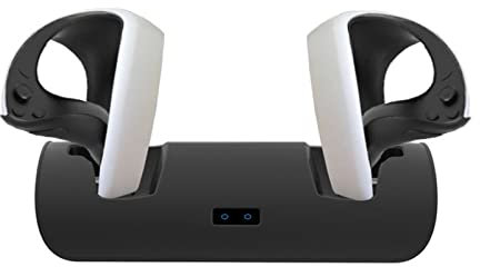 HMHAMA Doppia stazione di ricarica VR per controller PS VR2, supporto di ricarica con maniglia VR e indicatori luminosi LED (nero)