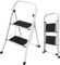 𝐍𝐎𝐕𝐄𝐂𝐑𝐀𝐅𝐓𝐎 2 Step Ladder 32.2'' (82𝒄𝒎) 𝑯𝒊𝒈𝒉 | Durable Steel Step Ladder, White Portable Folding Ladder - Small, Compact and Functional