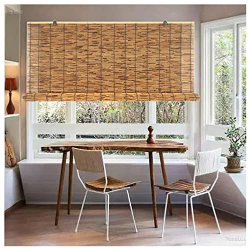 CcacHe Bambus Rollos Für Fenster Bambusrollo Blickdicht Outdoor Raffrollo Holz Jalousie Wetterfest Holzrollos Fenster-Rollo Schnurzugrollo Schilf Vorhang Breite: 40 60 80 120 140 150 160cm