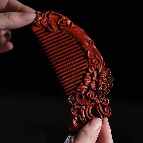 Pettine per cuoio capelluto in legno di sandalo intagliato, 14 cm, in legno di sandalo viola