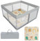 Gupamiga Laufstall Baby mit Spielmatte 120x120x65 cm, Laufgitter Baby mit Atmungsaktive Netz Schutzgitter, Einfach zu Montieren und zu Reinigen TA002