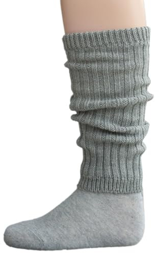 Grödo, Wolle Kinder Beinstulpen Rippe (Grau, 2 (8x29cm))