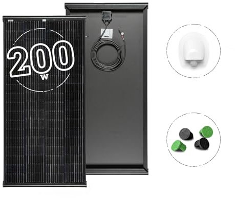 MOSCATELLI Panneau solaire pour camping-car 200W Black Boost monocristallin PERC – Kit panneau solaire camping car avec support en aluminium noir pour fixation au toit – SANS REGULATEUR