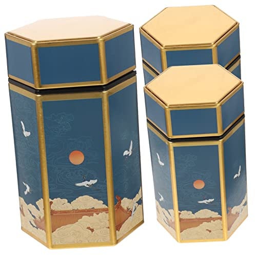 GRIRIW 3St Vorratsdose Blech Teedosen verschließen Getreidekörner Kanister versiegelte Teegläser Metall Halter für Teeblätter Lebensmittel Blechdose Lagertank Kaffee kann Büro