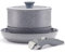 Vkoocy Gray Non Stick Pot and Pan Set with Removable Handle, Ceramic Cookware Set Detachable Handle, 5pcs Induction Kitchen Camping Stackable Pots Pans, Dishwasher/Oven Safe, PTFE/PFAS/PFOA Free