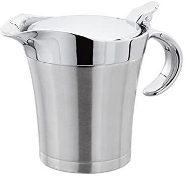 Saucière thermique de 500 ml avec couvercle à charnière, en acier inoxydable, double isolation, pour sauce, cadeau (470 ml)