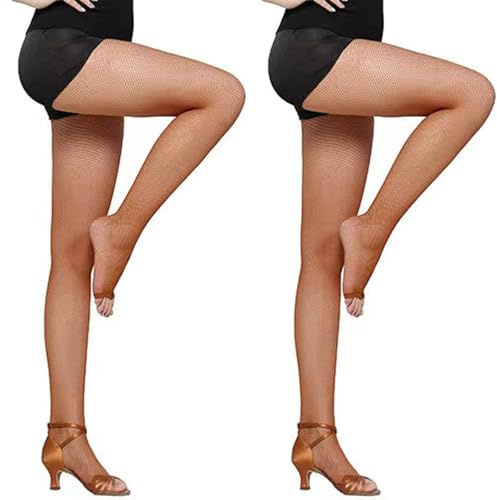 K BKVAVA 2 pares de medias de red de baile para mujer