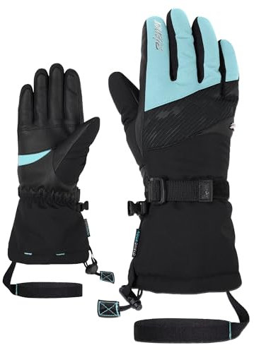 Ziener Damen KALICE Ski-Handschuhe/Wintersport | wasserdicht, Lange Stulpe, Black.River Blue, 8,5