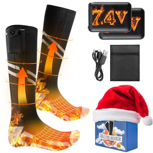 Olycism Calze Riscaldate a Batteria 7.4V (+5℃ / 41℉) Calze Riscaldanti Donna & Uomo Lavabile con 4 livelli di riscaldamento per la caccia invernale all'aperto pesca equitazione sci (Taglia M, 38-45)