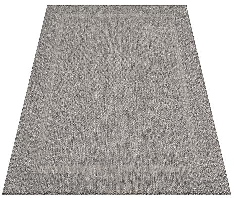 Stilvoll Günstig by ELMM Teppich Outdoor Balkon Garten Außenbereich Grau 60 x 100 Unicolor - Einfarbig Kurzflor