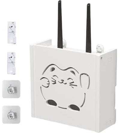 WiFi Router Aufbewahrungsbox | Hollow Fortune Cat Router Hider Box | Ohne Bohren Router Rack, Platzsparende WiFi Box für TV Set-Top-Boxen, Fernbedienungen