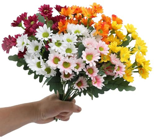 duoyif Margherita Artificiale 5 Fasci Di 5 Colori Margherite Fiori Finti Per Decorazioni, Balcone Fiori Artificiali, Bouquet Fiori Finti Per Balcone Giardino Finestra Di Casa Cimitero (b1 Colorato)