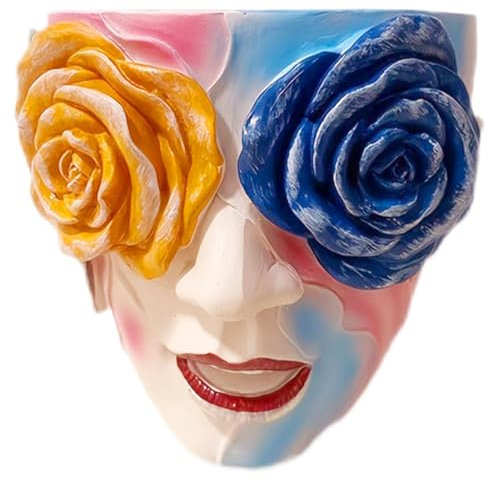 Tuxuseo Pot de fleurs pour le visage | Pot de fleurs | Yeux de rose visage de beauté coloré Pot de fleurs en résine - Cache-pot pour succulentes fantaisistes pour d'intérieur et