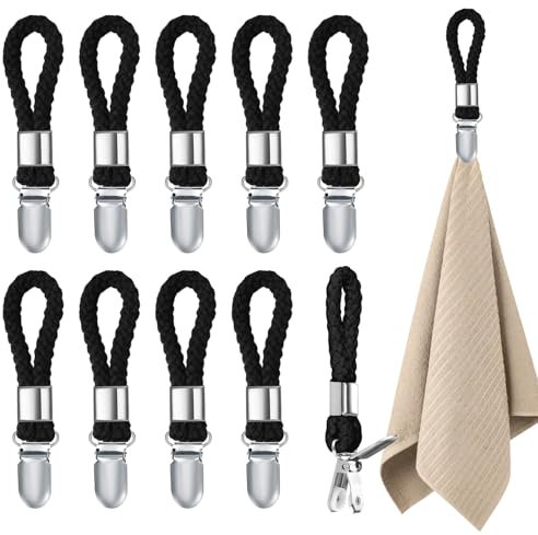 10 Stück Handtuchclips, Handtuch Clips zum Aufhängen, Handtuchaufhänger Ohne Nähen, Handtuchklammern, Handtuch Clip Schwarz zum Aufhängen zum Aufhängen Von Häusern, Schränken Und Badezimmern