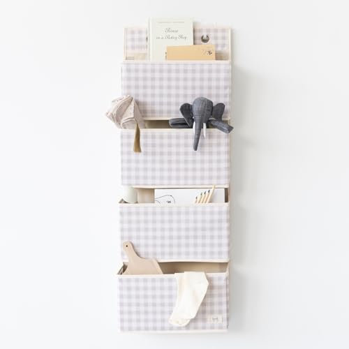 3 Sprouts - Hängeorganizer Tür Organizer - Hängeorganizer Bad für Tür - Türorganizer Hängend - Tür Organizer für Badezimmer - Ideal für Ordnung im Bad und Kinderzimmer - Gingham Beige