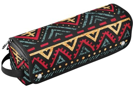 Vintage Afrika Zick-Zack-Werkzeugtasche mit hitzebeständiger Matte, tragbare Werkzeugtasche für Lockenstab, Glätteisen, Bürsten, Clips und Haargummis