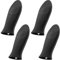 4 Pcs Silicone Hot Handle Holder Set, Heat Resistant Silicone Pan Handle Covers Sleeves, Hot Pot Covers Grips for Cast Iron Skillets Frying Cast Iron Pan Protector(Black)