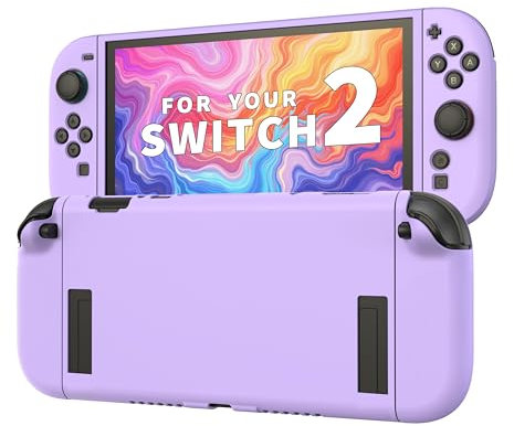 JEMDO EMDO Coque de Protection à Prise Texturée pour Nintendo Switch 2 (2025) – Coque TPU Antichoc Mate Violette avec Poignées Antidérapantes, Design Ergonomique