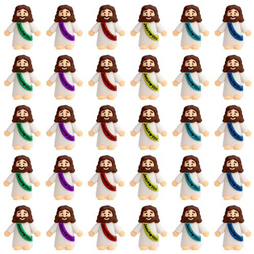 DAWRIS 30 Stück Mini Jesus Figuren, Jesus Spielzeug, Christliches Jesus Statue, Jesus Ornamente Bastelset, Osterdekorationen, Taufgeschenke Christus Retter für Religiöses Weihnachts, Erntedank