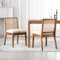 DAYALANE Esszimmerstühle 2er Set, Stühle mit Rattan Rückenlehne Essstühle aus Leinen Sitzfläche, Massivholz Küchenstühle Skandinavischer Stil für Esszimmer/Restaurant, Beige