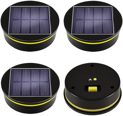 Joycabin Solarlampen Ersatz Top 8cm mit LED Warmweiß Licht Solardeckel, IP65 Wasserdicht Solarbatteriekasten Solarleuchten Solarpanel Ersatzteil für Solarlampen Laterne Deckel Garten (4 Stück 8cm)