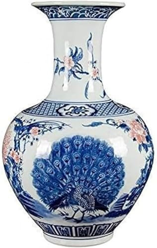 ZHENGYUSW Grand vase chinois en céramique blanche et bleue - Décoration de mariage