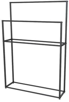 Badezimmerständer, Badezimmer Handtuchhalter Innen Kleiderständer Eisen Bodenständer Wohnzimmer Metall Kleiderständer Kombination(Black,L)