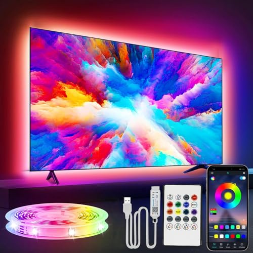 LED Light Strip for TV 3m, USB TV Backlight Kit with Remote Control, App Control, Sync with Music for 45-65 Inch TVs, RGB Smart LED Bias Lights for HDTV