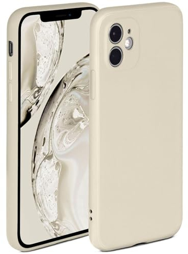 ONEFLOW Soft Case für iPhone 12 mini Hülle aus Silikon mit Kameraschutz, Silikonhülle mit erhöhtem Schutz fürs Display, Backcover Schutzhülle, weiche Handyhülle, Creme