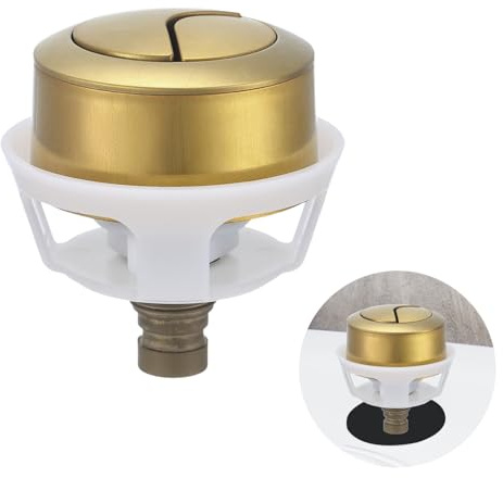 Toilet Flush Button Kit, Compatible with Cable Operated Concealed Cisterns, Standard 38mm Dual Flush Push Button, Quality Brushed Gold Finish, Fully Demountable and Easy to Install