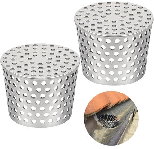 Dachrinnen-Laubschutz 2er Set – Fallrohr-Sieb Ø 75–90 mm aus Edelstahl 304, rostfrei, einfache Montage ohne Bohren, Laubfang gegen Verstopfung
