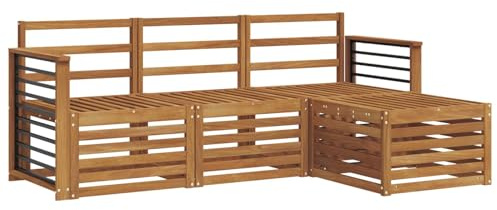 vidaXL Sofagarnituren 4 pcs Natur Massivholz Akazie, Moderner Garten-Sofa, robuster Sectional für den Außenbereich, stylishe Lounge, Terrasse für Komfort