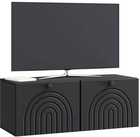 vidaXL Wandmontierter TV-Schrank Schwarz 78,5 x 31 x 30 cm, Modernes Wohnzimmer Lager, rechteckiges Design, Wandregal, praktische Medieneinheit, viele Entertainment Plätze