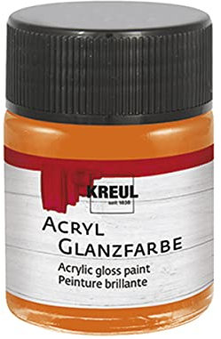 KREUL 79524 - Acryl Glanzfarbe, 50 ml Glas in orange, glänzend-glatte Acrylfarbe zum Anmalen und Basteln, auf Wasserbasis, speichelecht, schnelltrocknend und deckend