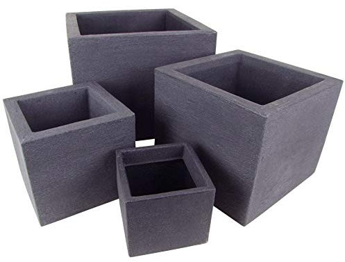 Unbekannt Pflanzkübel 4er Set quadratisch anthrazit