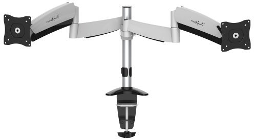 PureMounts PM-OFFICE-DM-23D Schreibtisch Halterung für Monitore bis 71cm (28 Zoll), vollbeweglich, schwenkbar, neigbar, höhenverstellbar, VESA 100, Armlänge: 2x35, 2x25cm