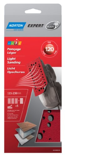 Norton - 5 garnitures corindon Multi-Air 115 x 230 mm (grain 120)