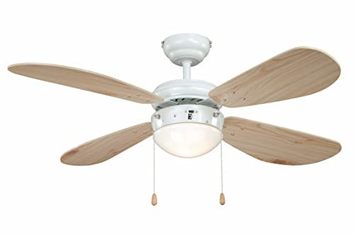 AireRyder Deckenventilator mit Beleuchtung Classic, Gehäuse weiß, Flügelfarbe Pinie, 105 cm