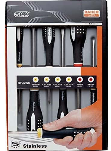 Bahco BE-9881i - Juego 6 Destorn. Ergo Inox Pl/Ph